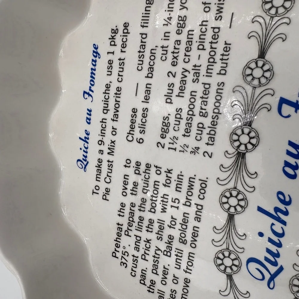 Vtg Quiche au Fromage Pie Plate Tart Pan Fluted Ruffled Edge California Pottey‎